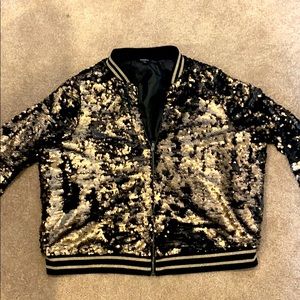 Torrid Gold/Black sequins bomber jacket